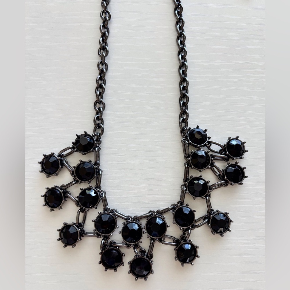 Black Crystal Statement Bib Necklace - Women's Jewelry